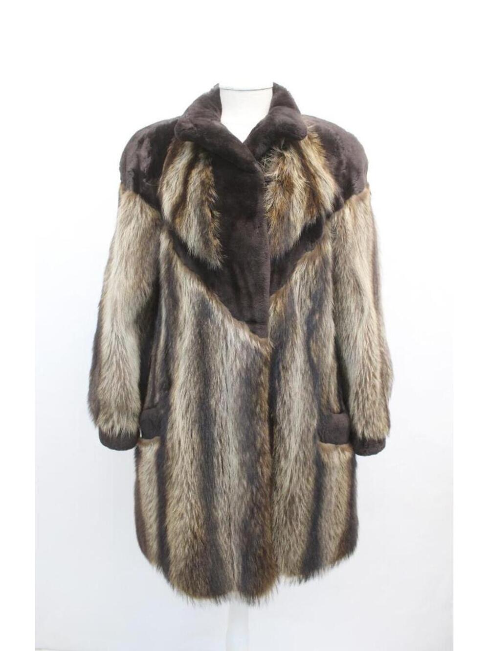 Excellent Raccoon & Sheared Beaver Fur Coat Jacket Women Woman Size 4-6 Small